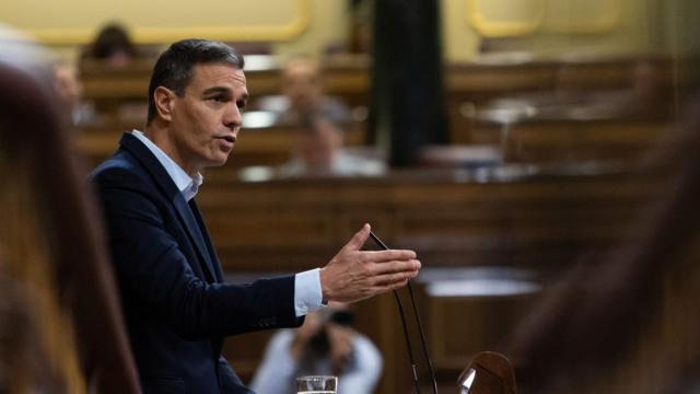 Pedro Sánchez durante su comparecencia en el Congreso este jueves.