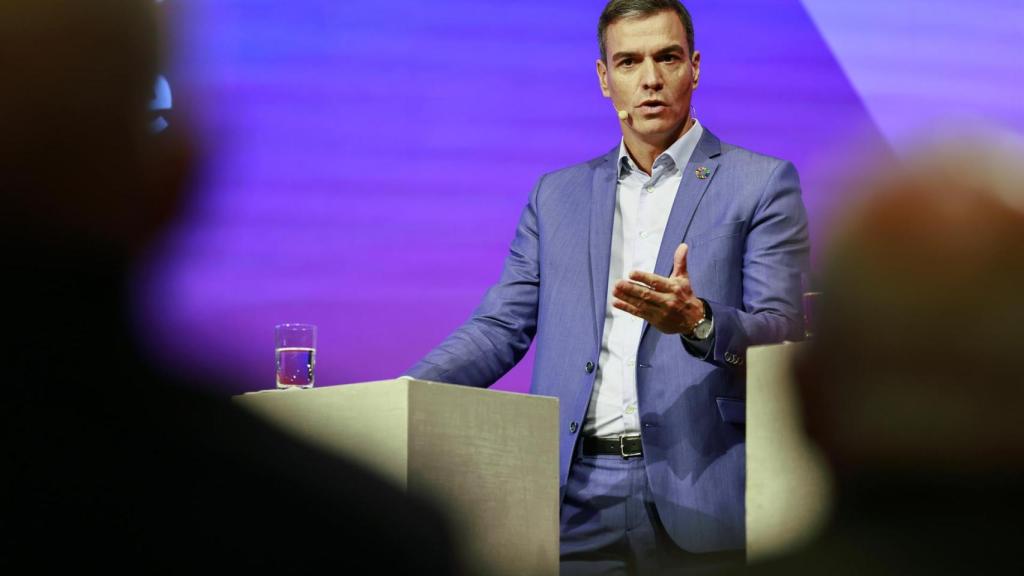 Pedro Sánchez, durante su intervención en Berlín.