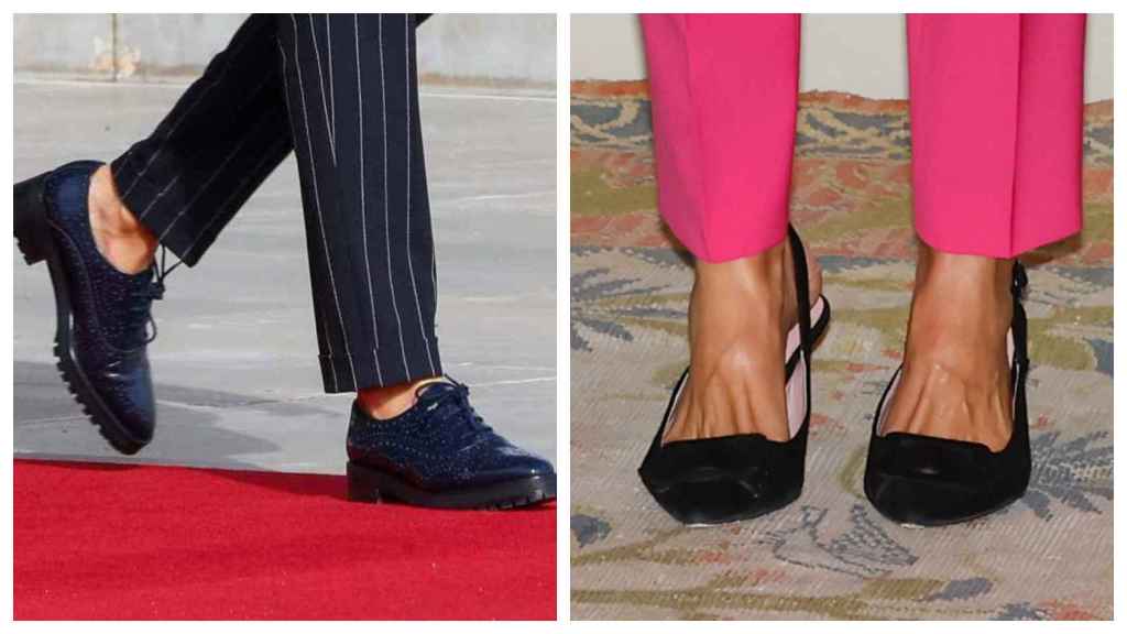 Los dos zapatos que la reina Letizia ha escogido para la jornada del 16 de octubre.