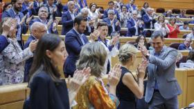 El presidente del Gobierno, Pedro Sánchez, este martes en el Senado.