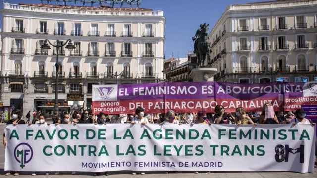 Manifestación feminista con lemas que serían considerados tránsfobos por la Universidad de Granada.