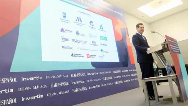 Juan Manuel Moreno Bonilla, presidente de la Junta de Andalucía, en la inauguración del congreso de EL ESPAÑOL.