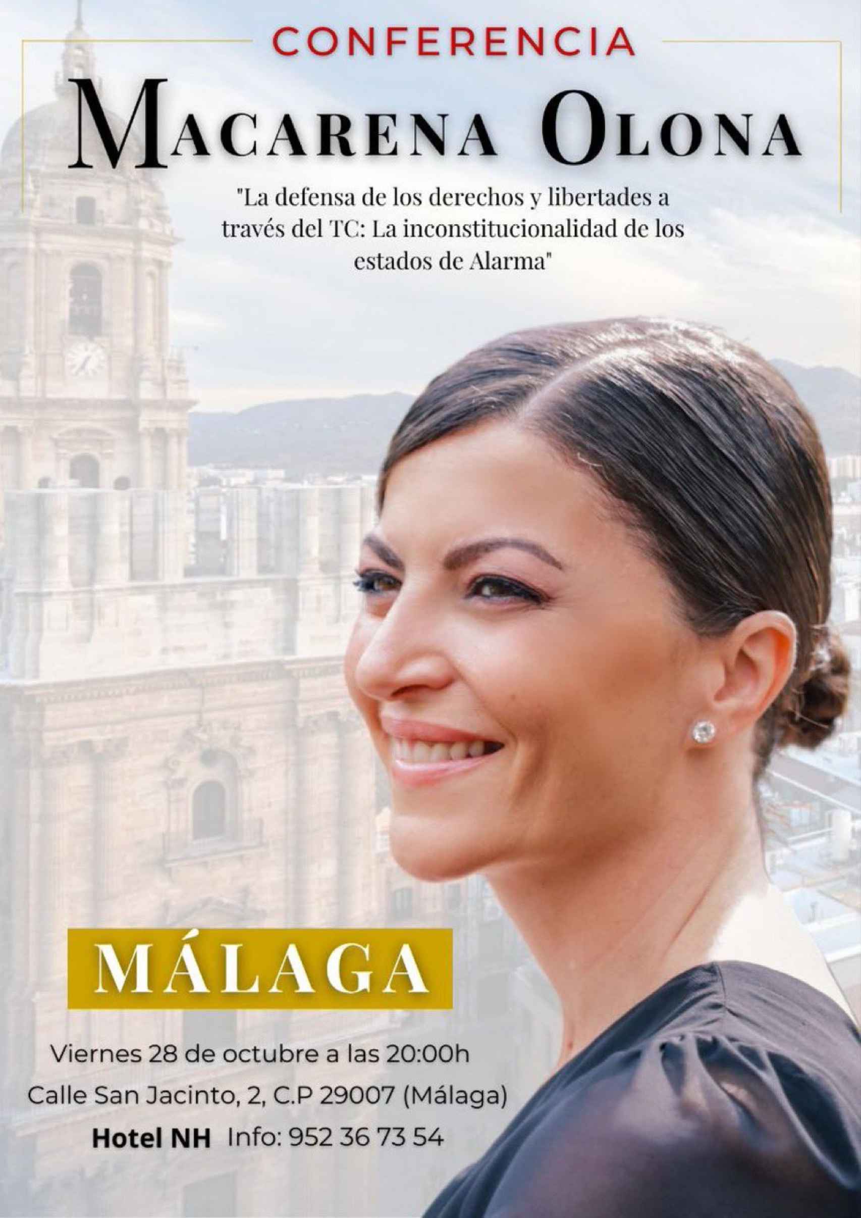 Convocatoria del acto de Olona en Málaga.