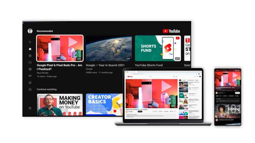 Nuevo diseño de YouTube en móvil, ordenador y televisor