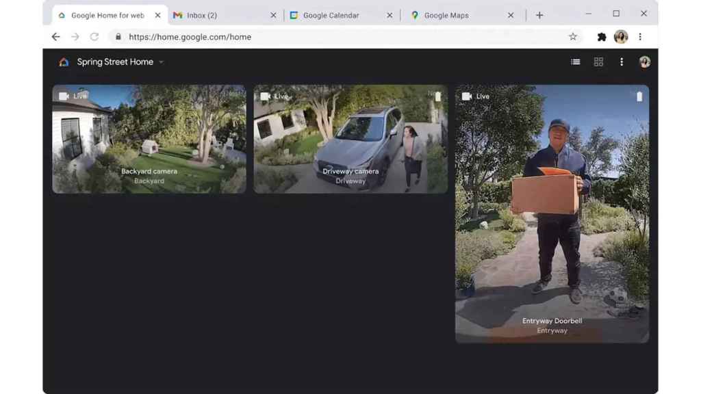 The new Google Home webpage to control cameras