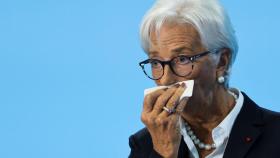 La presidenta del BCE, Christine Lagarde, durante la rueda de prensa de este jueves