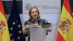 Nadia Calviño, vicepresidenta del Gobierno y ministra de Economía, en una comparecencia este viernes en Madrid.