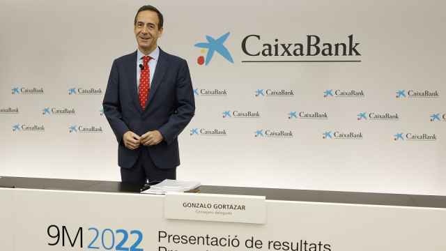Gonzalo Gortázar, en la presentación de resultados de CaixaBank. EE
