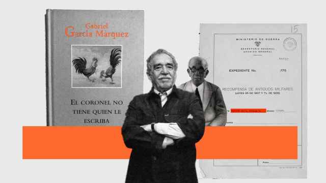 El coronel Nicolás Márquez Mejía, protagonista de los documentos hasta ahora no revelados, y su nieto Gabriel García Márquez.