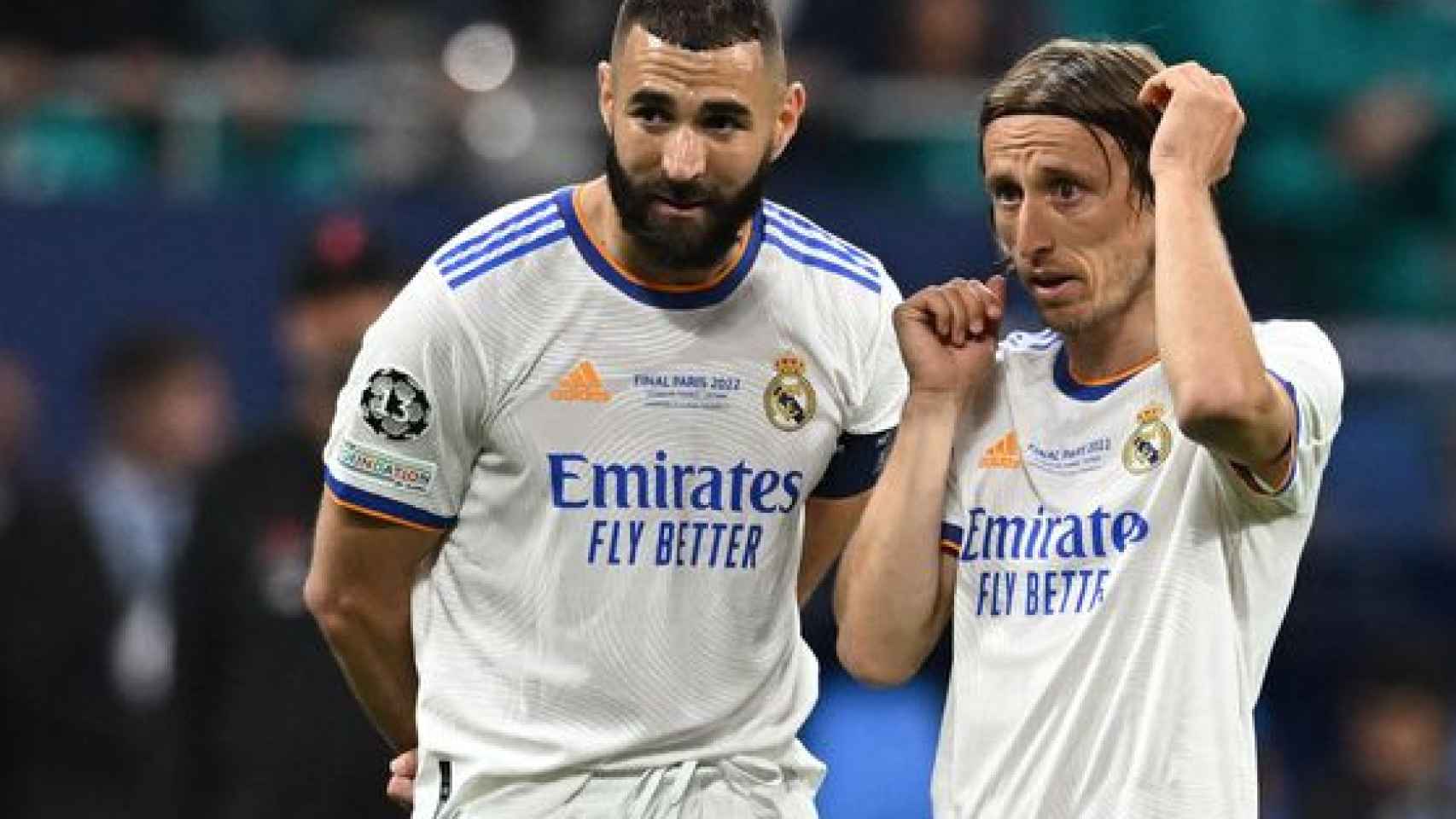 Karim Benzema y Luka Modric en la última final de Champions del Real Madrid