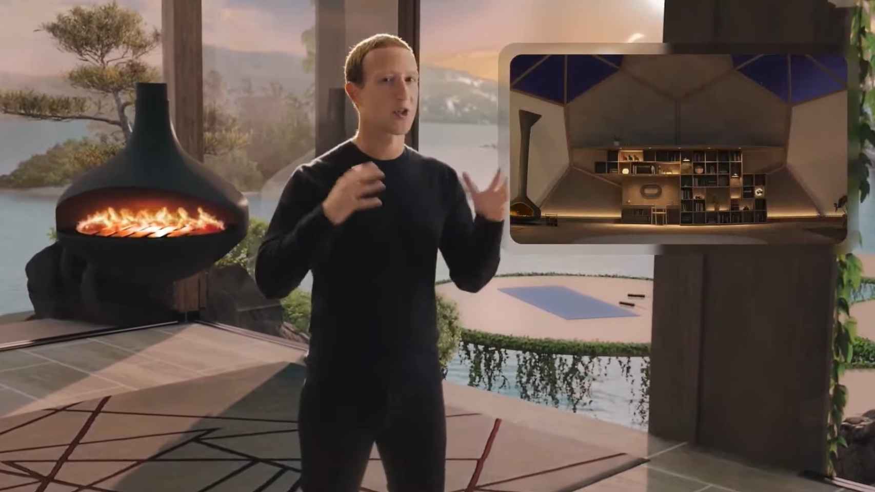 Imagen del avatar de Mark Zuckerberg en el metaverso durante el evento Facebook Connect 2021, en el que la compañía anunció el cambio de nombre a Meta Platforms.