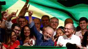 Lula da Silva durante la celebración de los resultados de las elecciones en Brasil.
