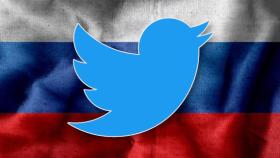 Bandera de Rusia con logo de Twitter