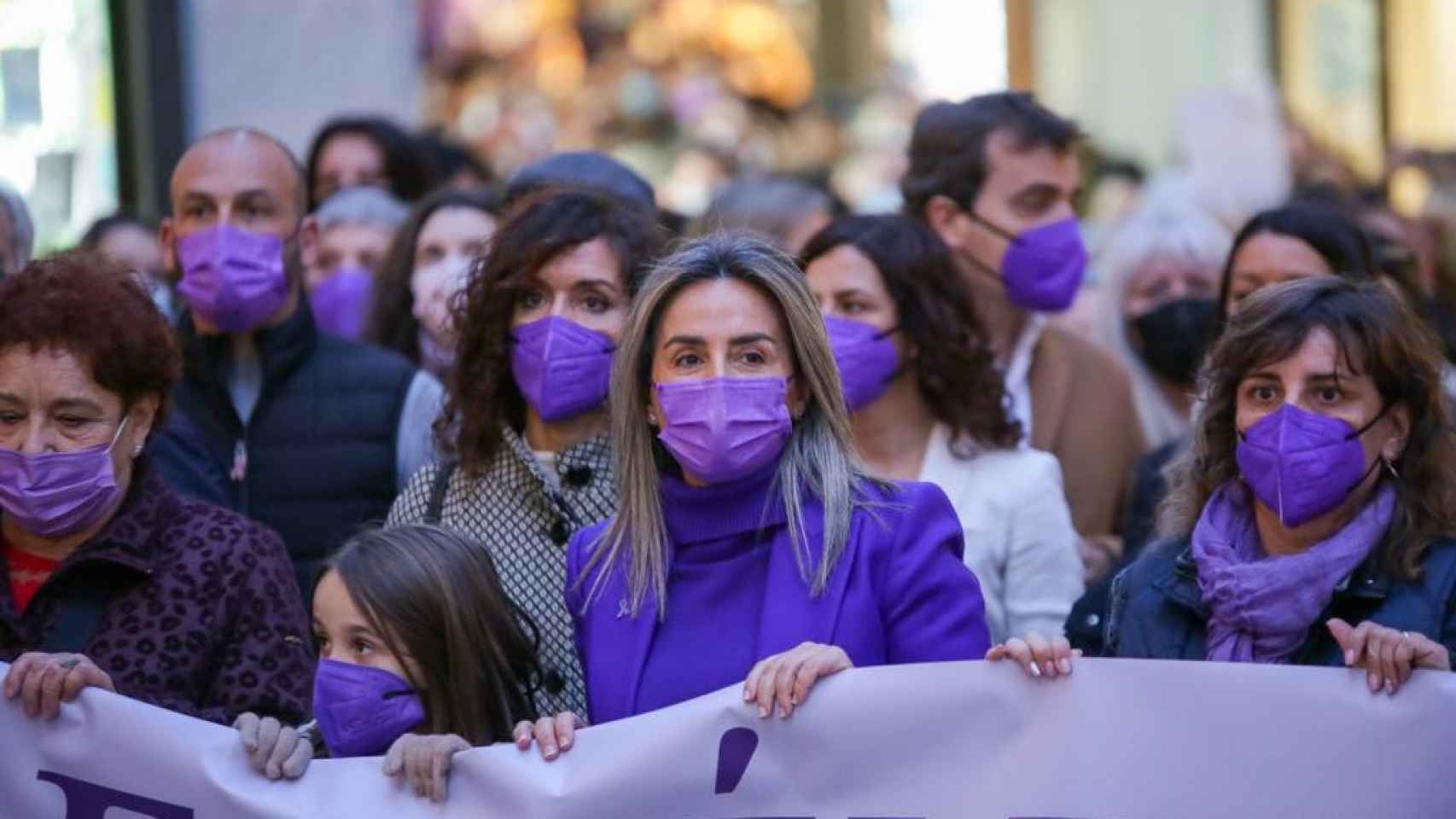 Milagros Tolón encabezando la manifestación del 8-M en Toledo el año 2019.