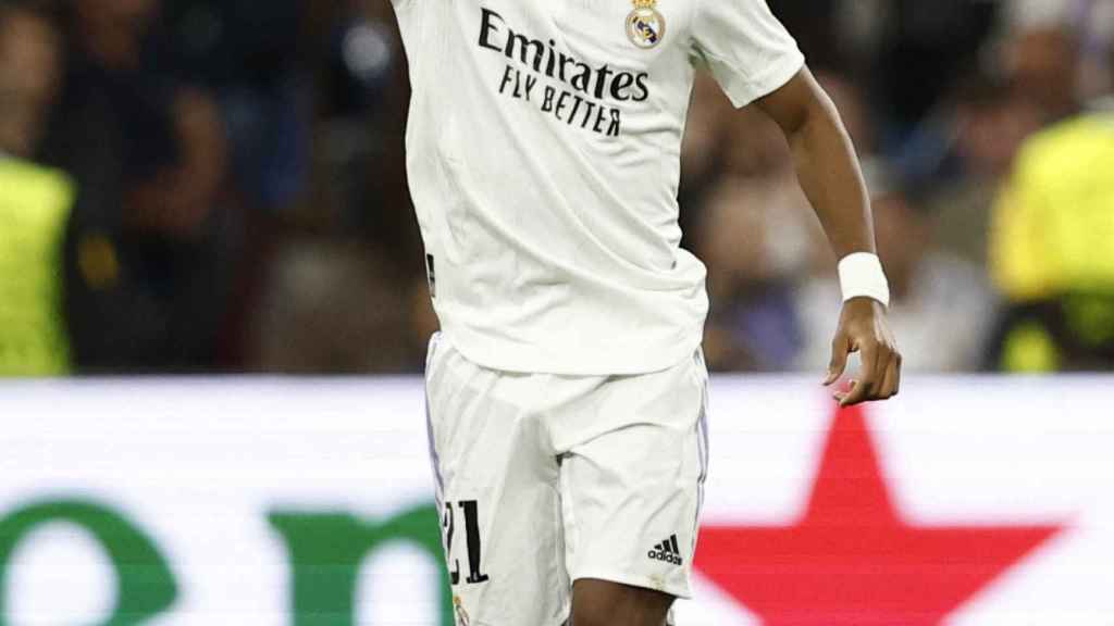Rodrygo Goes, celebrando un gol con el Real Madrid
