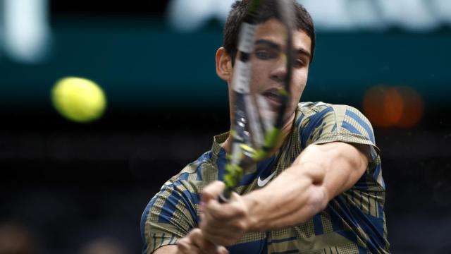 Carlos Alcaraz, durante el partido ante Nishioka.