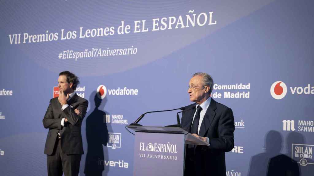 Eduardo Petrossi, consejero delegado de Mahou San Miguel, y Florentino Pérez, presidente del Real Madrid