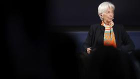 Christine Lagarde, presidenta del BCE, este jueves durante una conferencia.
