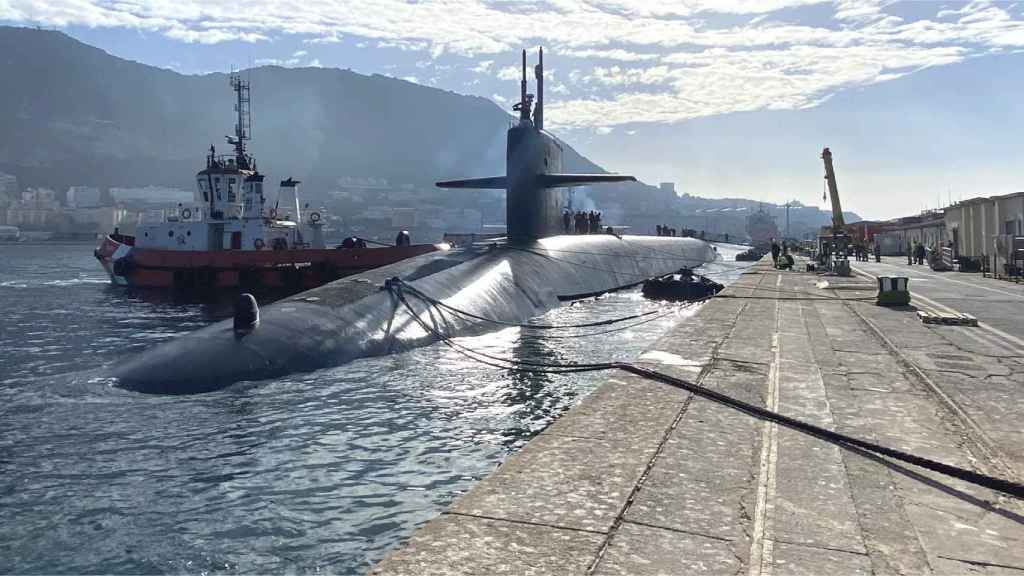 Uss Rhode Island Submarine In The Port Of Gibraltar