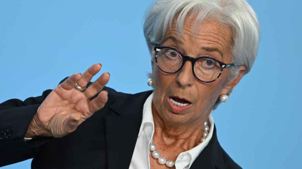 Christine Lagarde, presidenta del BCE, durante una rueda de prensa.