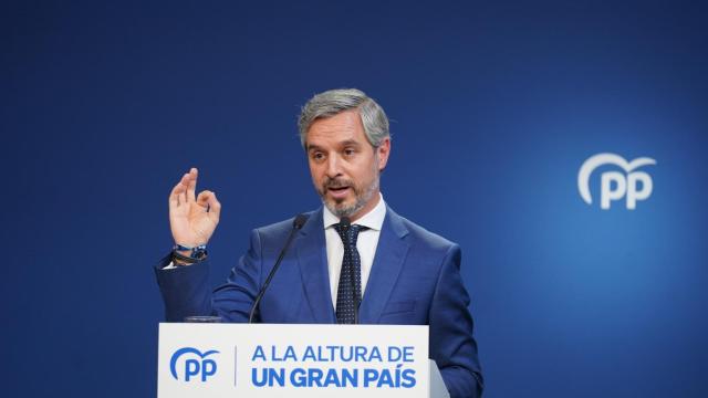 El vicesecretario de economía del PP, Juan Bravo, este lunes en la sede del partido en Madrid.