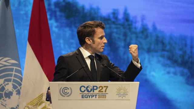 Emmanuel Macron durante su discurso en la jornada inaugural de la COP27.