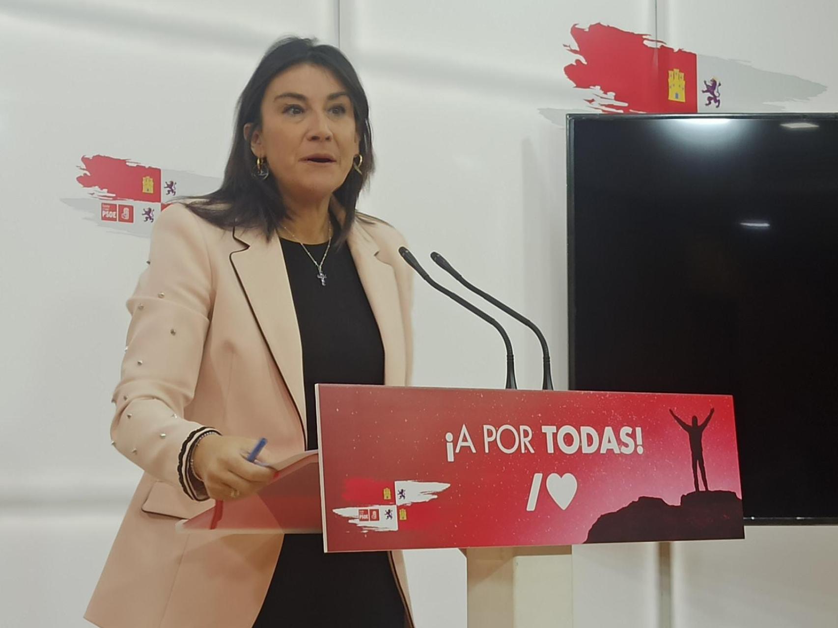 La secretaria de organización del PSCyL, Ana Sánchez, en su comparecencia de este lunes.