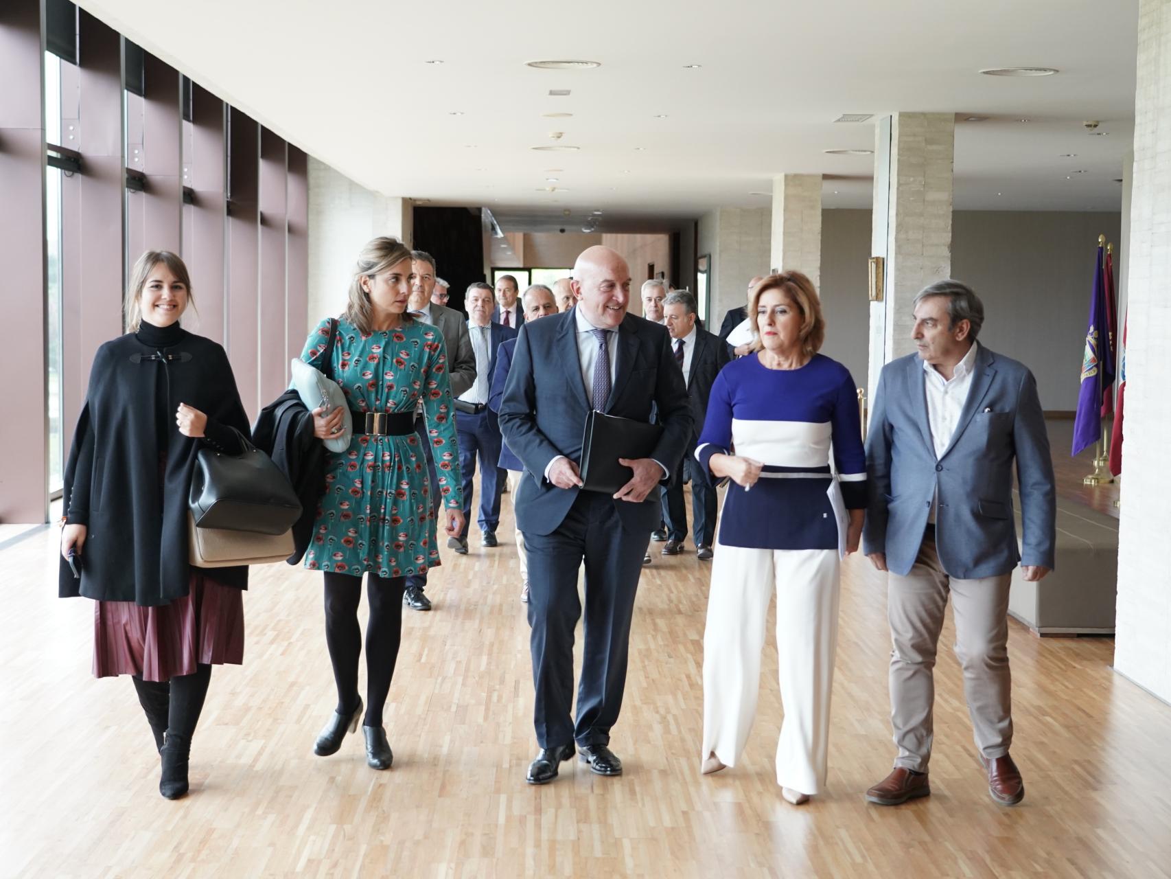 El consejero de la Presidencia, Jesús Julio Carnero, a su llegada a la comparecencia de este lunes en las Cortes.