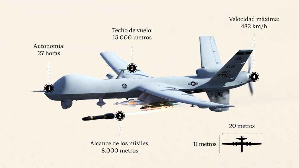 Ilustración del dron MQ-9A Reaper, también conocido como Predator B