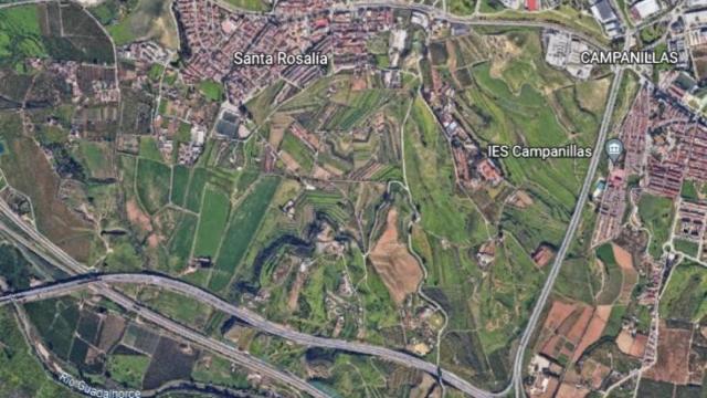 Vista aérea de los terrenos de Santa Rosalía, en Málaga capital.