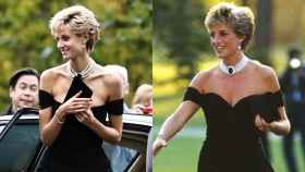 Diana con el vestido de la venganza en 'The Crown' y en la vida real.