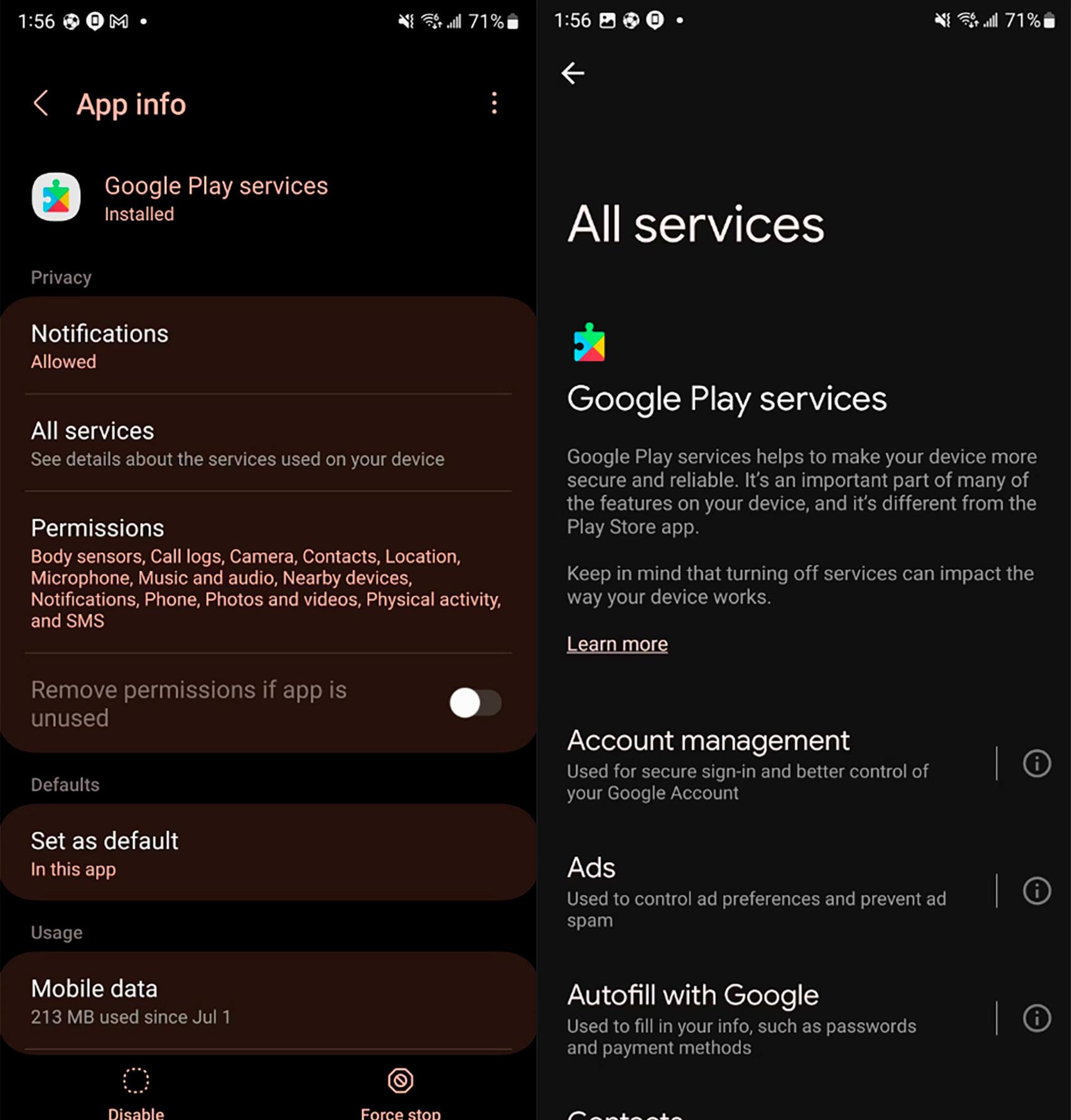 Google Play Services Information Notes