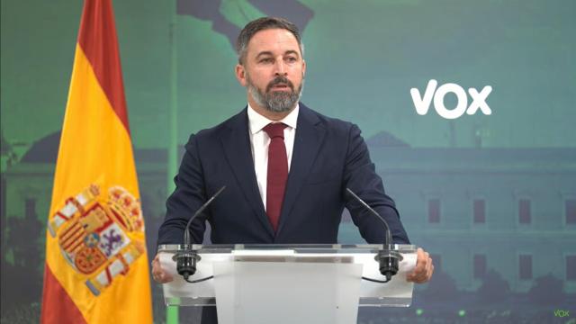 Santiago Abascal, presidente de Vox, este lunes.