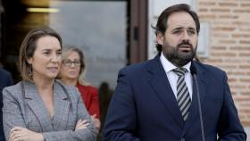 Paco Núñez y Cuca Gamarra durante una rueda de prensa ofrecida en Toledo.