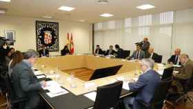Reunión de la Junta de Portavoces en las Cortes, este martes.