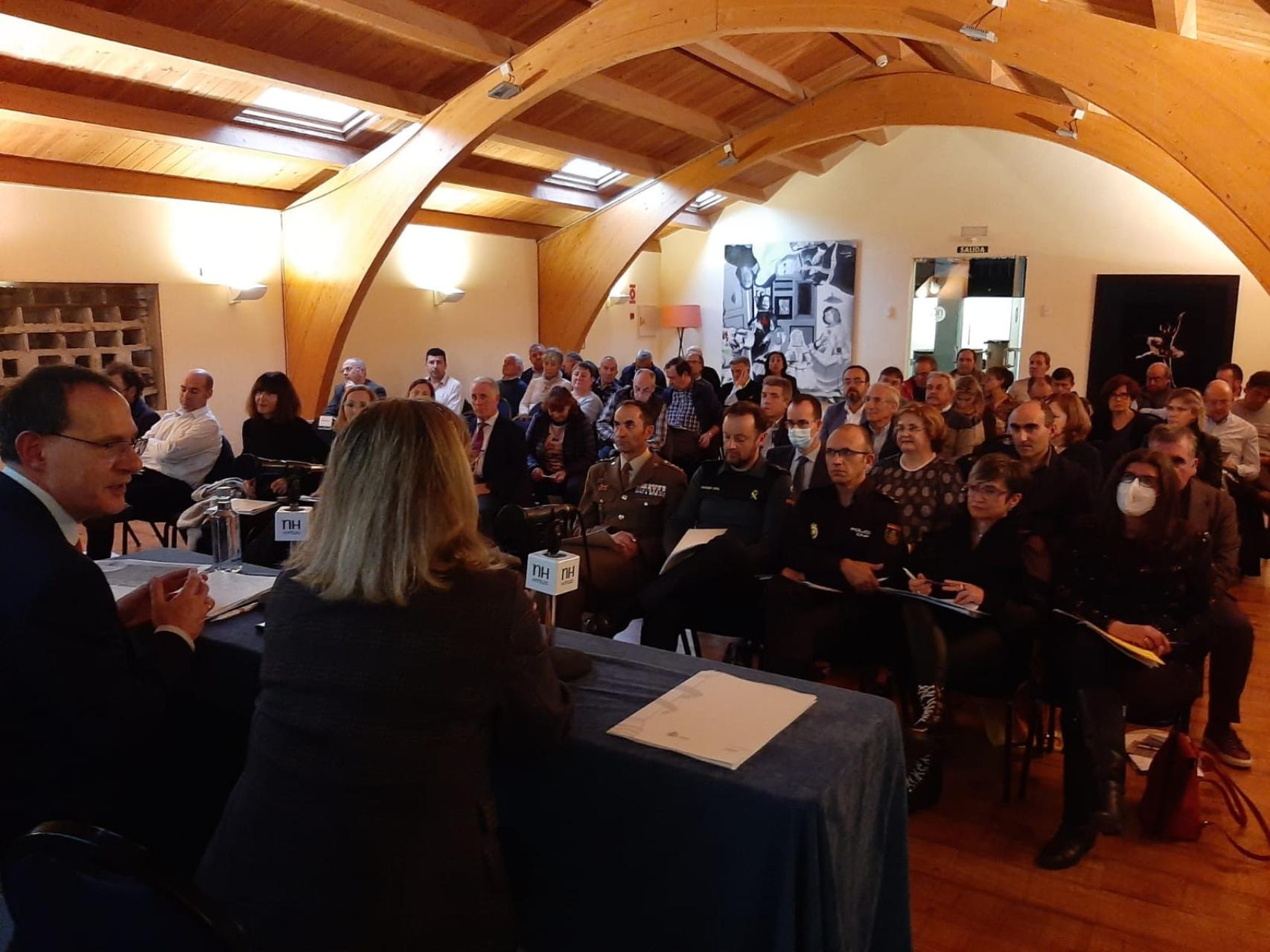 La delegada del Gobierno, Virginia Barcones, durante su reunión con los alcaldes zamoranos, este martes.