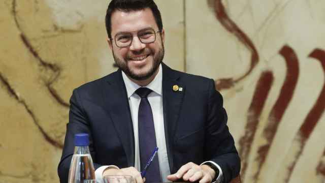 Pere Aragonès, durante la reunión semanal del Gobierno autonómico catalán.