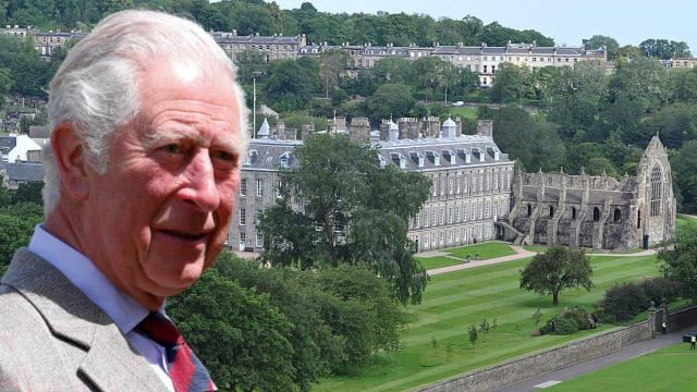 El rey Carlos III junto al palacio Holyrood en un montaje de JALEOS.