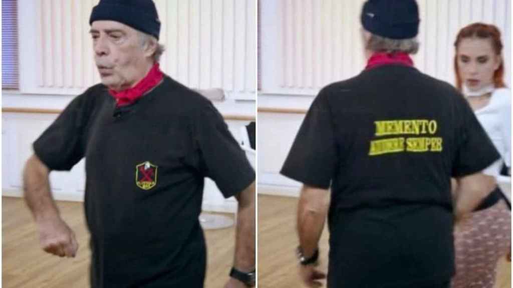 El actor lució una camiseta fascista durante un ensayo del programa.