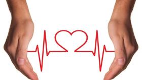 Electrocardiograma en forma de corazón.