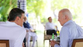 Sánchez y Biden en un momento de su charla.