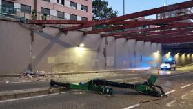 Imagen de los daños en las vigas tras el accidente en verano en el túnel de la Circular.