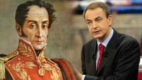 Simón Bolívar y José Luis Rodríguez Zapatero en un montaje realizado por EL ESPAÑOL.