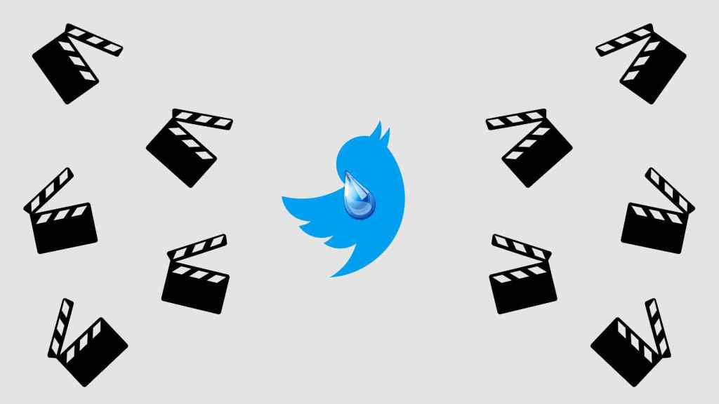 Fotomontaje con el logo de Twitter y los iconos de unas películas.