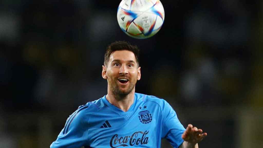 Leo Messi, entrenando con su selección en Qatar.