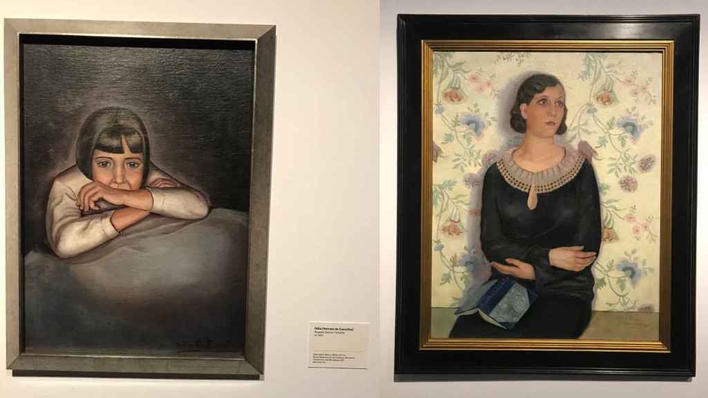 'Niña'  [retrato de Conchita], de Ángeles Santos (1929) y 'Retrato', de Rosario Suárez-Castiello (1928).