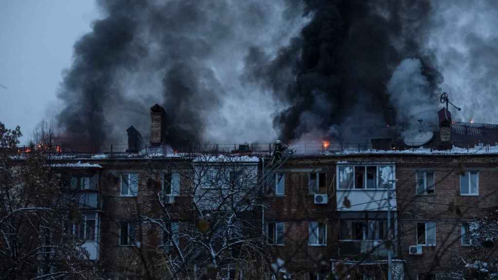 View of the city of Vishgorod, near kyiv, which has also been bombed by Russia.