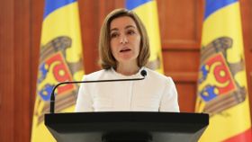 Maia Sandu, presidenta de Moldavia, durante una intervención en la Comisión Europa
