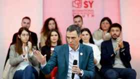 El presidente del Gobierno, Pedro Sánchez, este jueves en la Internacional Socialista de Jóvenes.