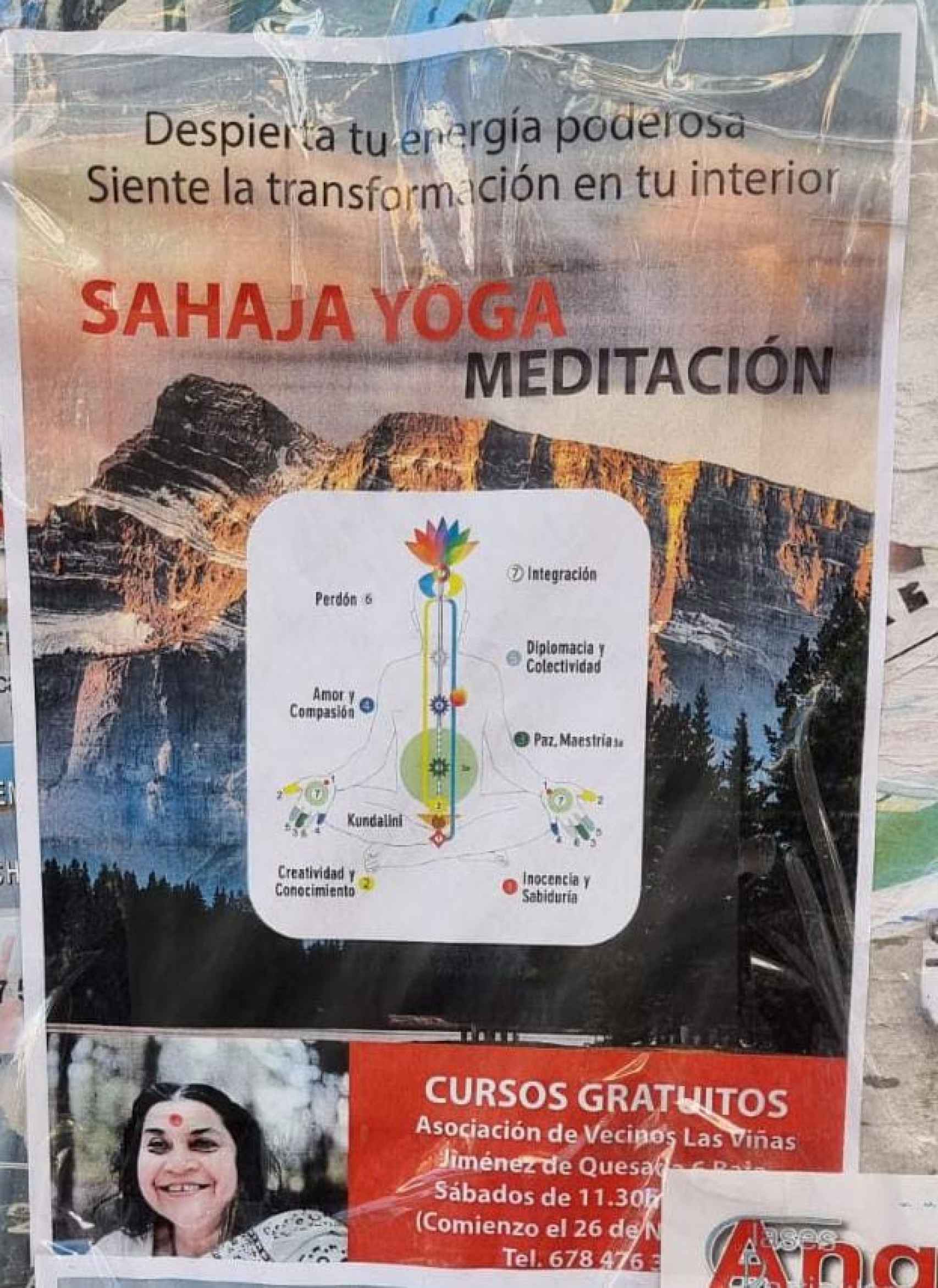 Cartel anunciador de la actividad de Sahaja Yoga en Zamora